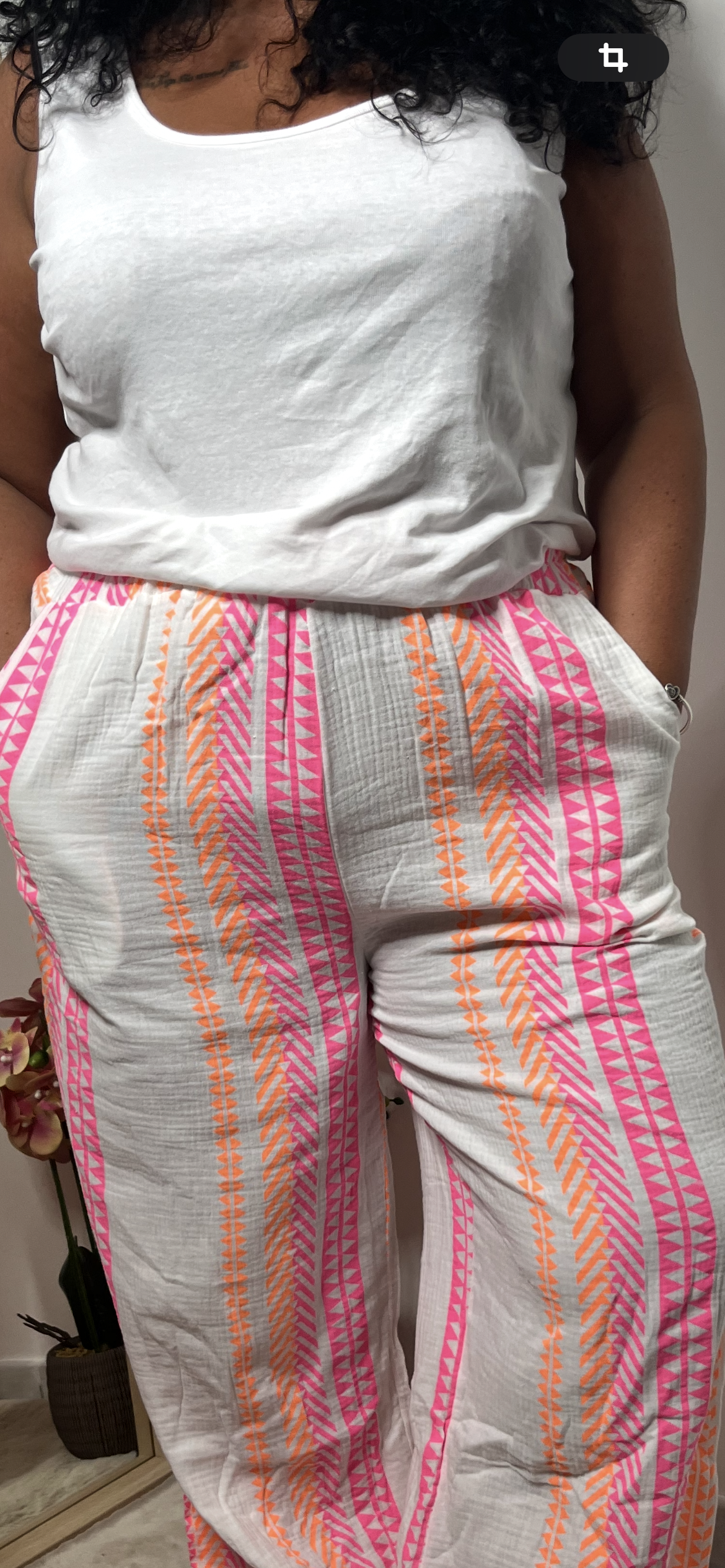 Pantalon fluide « Ibiza » imprimé fluo taille 38 ou 42 et XL aux 4 xl