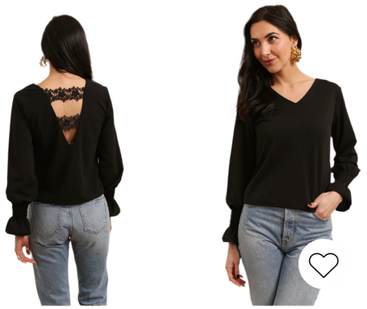 Blouse à Manches Longues et Dos en
Dentelle *
Féminine et élégante, cette blouse à manches longues met en valeur votre silhouette tout en apportant une touche raffinée grâce à son dos en dentelle