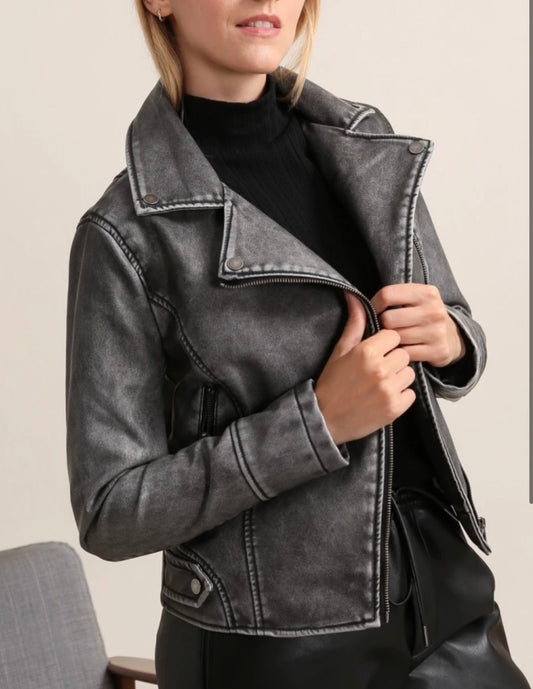 • Veste Rock "Éclat Rebelle" -
Semi-cuir effet vieilli