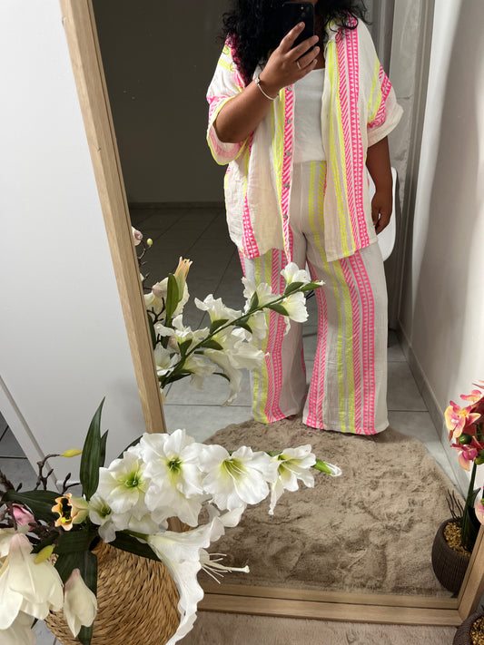 Pantalon fluide « Ibiza » imprimé fluo taille 38 ou 42 et XL aux 4 xl