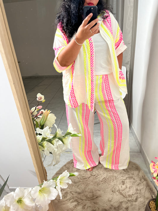 Pantalon fluide « Ibiza » imprimé fluo taille 38 ou 42 et XL aux 4 xl
